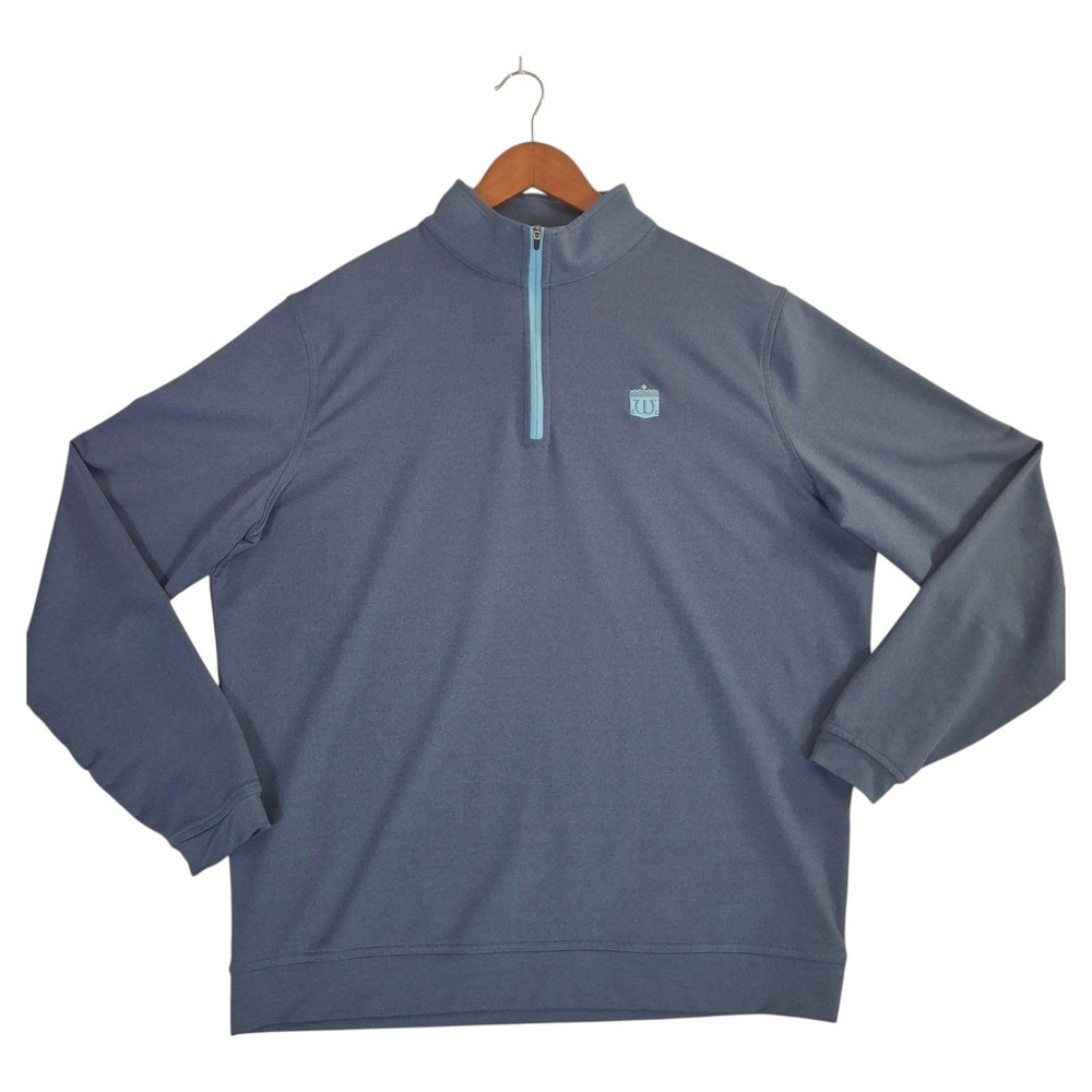 Peter Millar Crown Sport 1/4 Zip Pullover Men's Large Blue Performance Golf